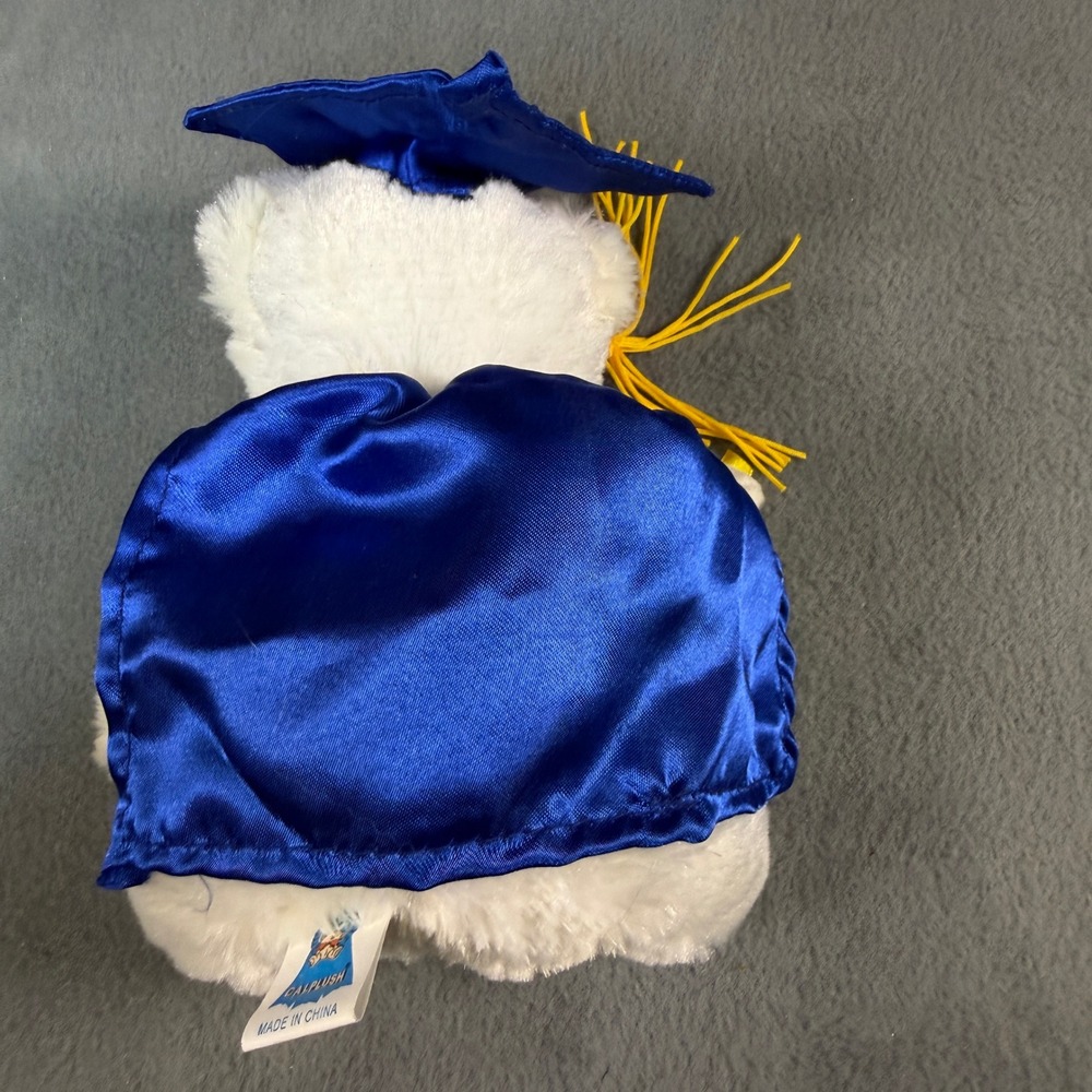 Calplush March of Dimes WalkAmerica Graduation Bear White Plush G5800 Blue Cap - Picture 5 of 7